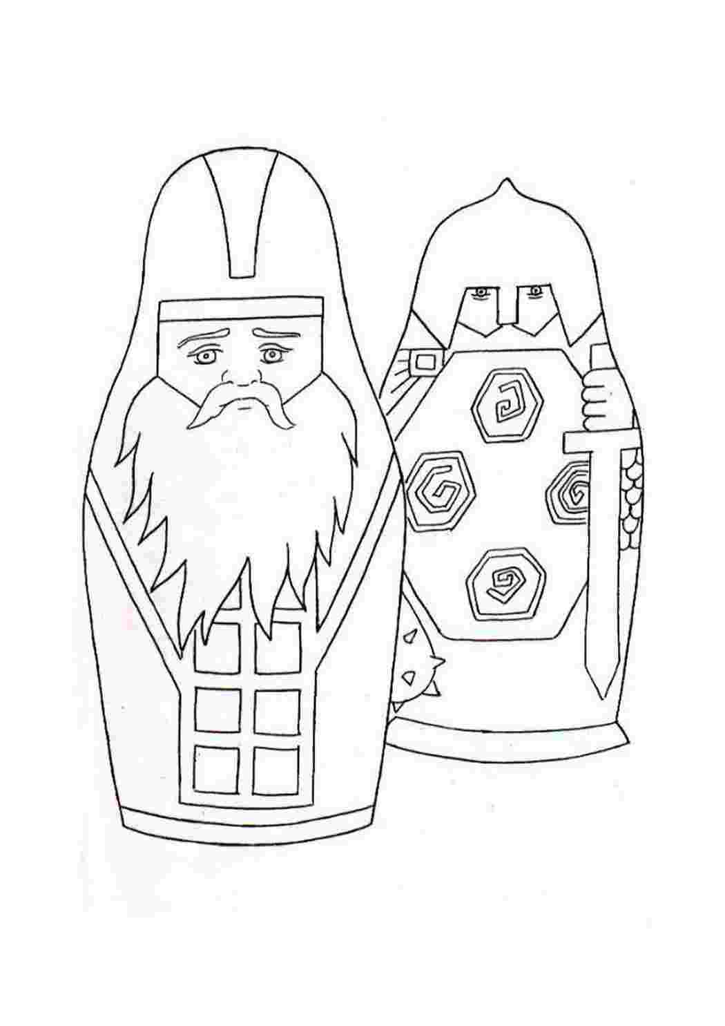 Раскраска Розмальовка Матрёшка. Розмальовка.