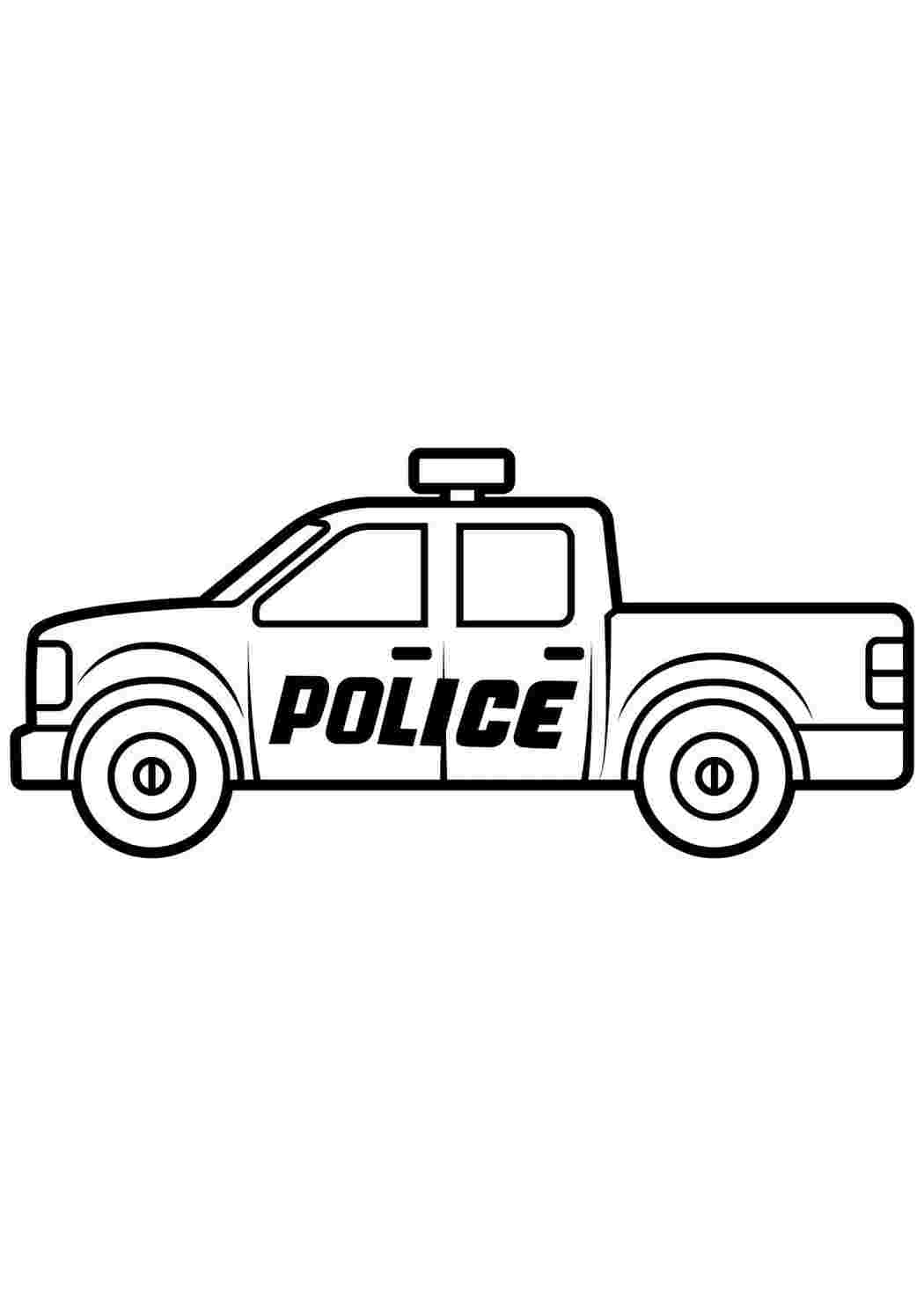 Раскраска Розфарбування Поліцейська машина Поліцейський пікап. Розфарбування для друку.