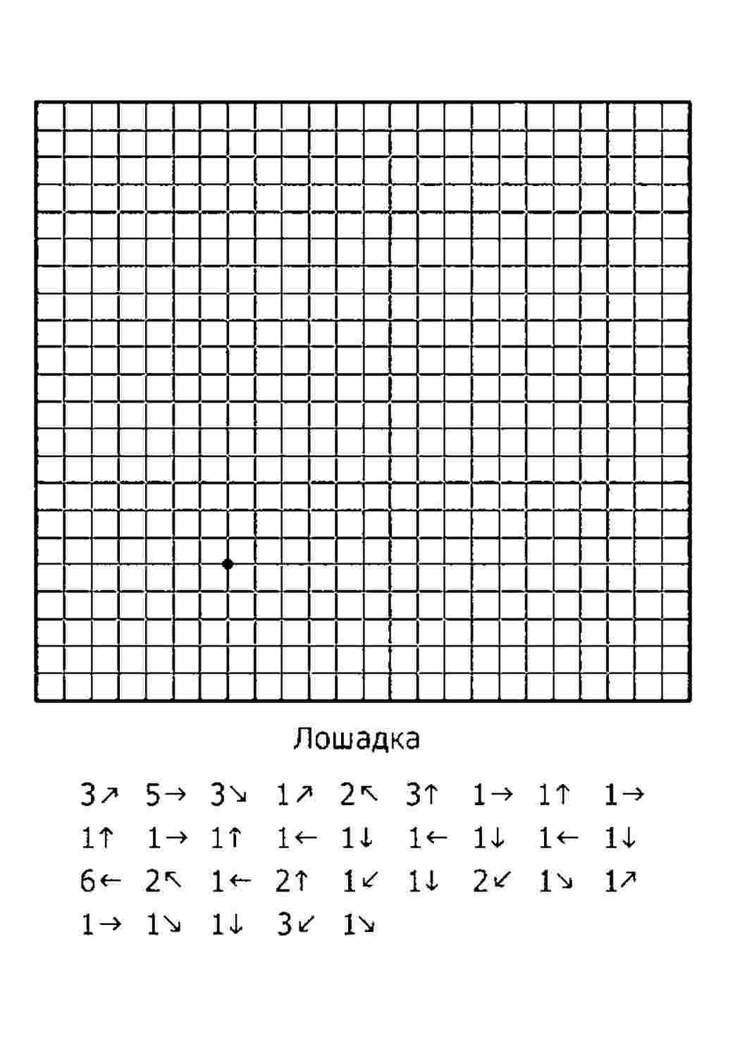 Раскраска Розфарбуй Розфарбуй намалюй по клітинках коня роздрукувати. Розфарбування.