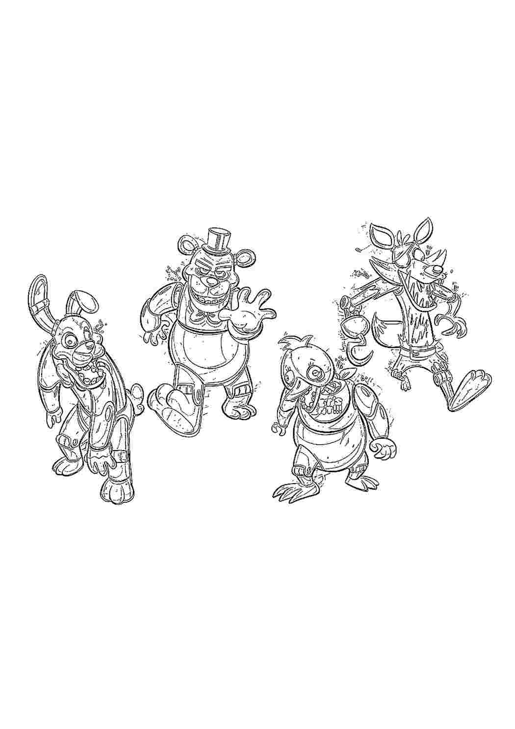 Раскраска Розфарбунки для хлопчиків розмальовка FNAF 7. Онлайн розмальовка.