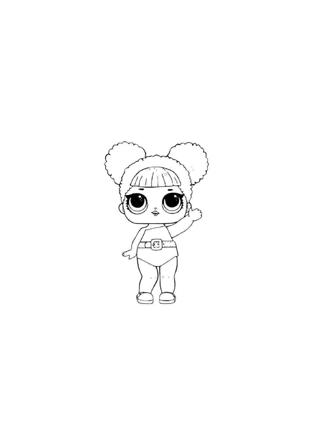 Раскраска Лялька Лол у купальнику. Розмальовки у форматі А4.