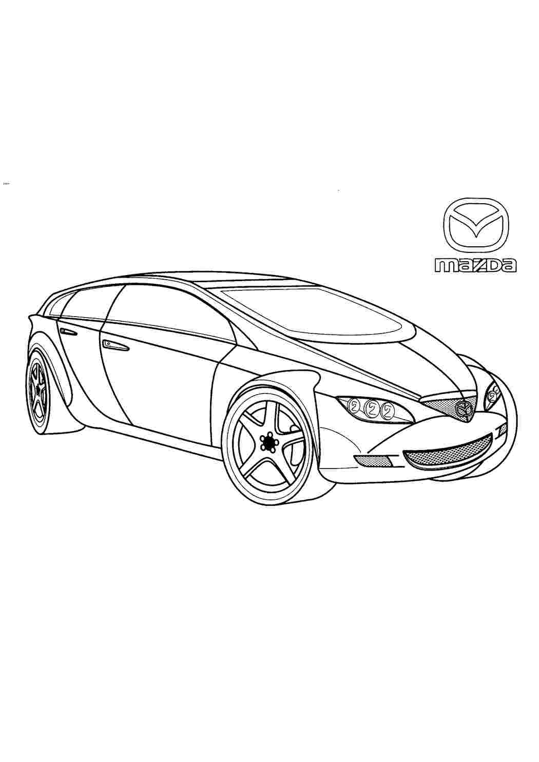 Раскраска Розфарбунки для хлопчиків розмальовка Мазда. Багато розмальовок.