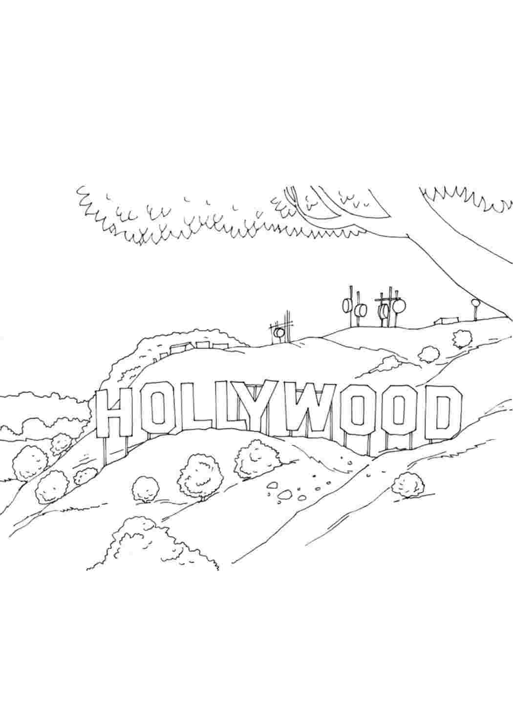 Раскраска Голлівуд. Роздрукувати розмальовки.