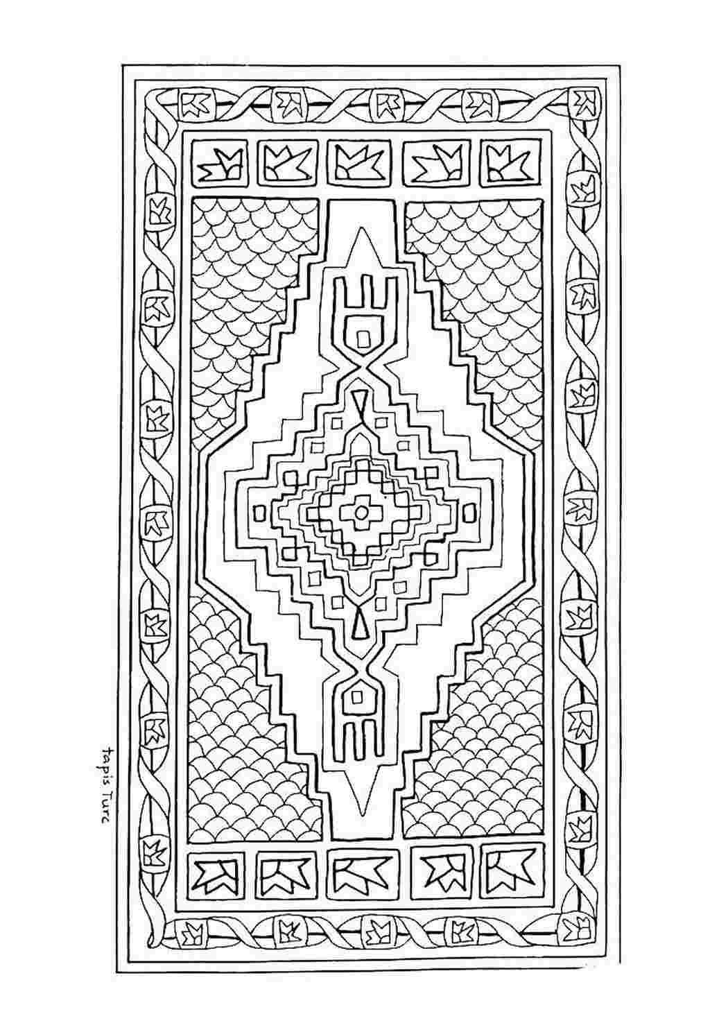 Раскраска Розфарбування килим. Найкращі розфарбування.