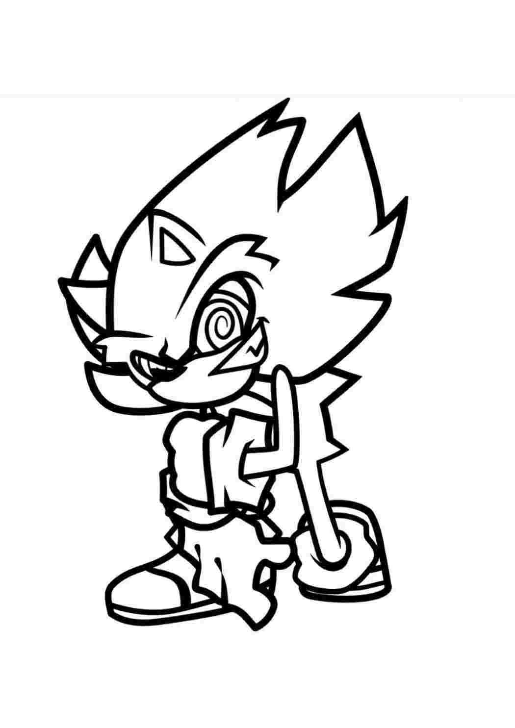 Раскраска Розфарбування FNF Sonic Фліфтфей супер Сонік ФНФ. Онлайн розфарбування.