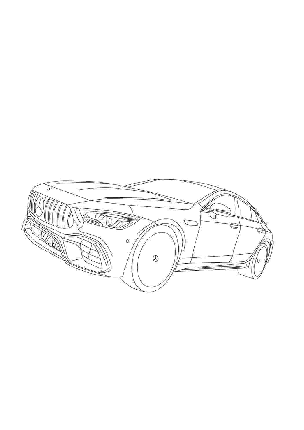 Раскраска Розфарбування Мерседес Бенц Мерседес GT 63S. Розфарбунки.