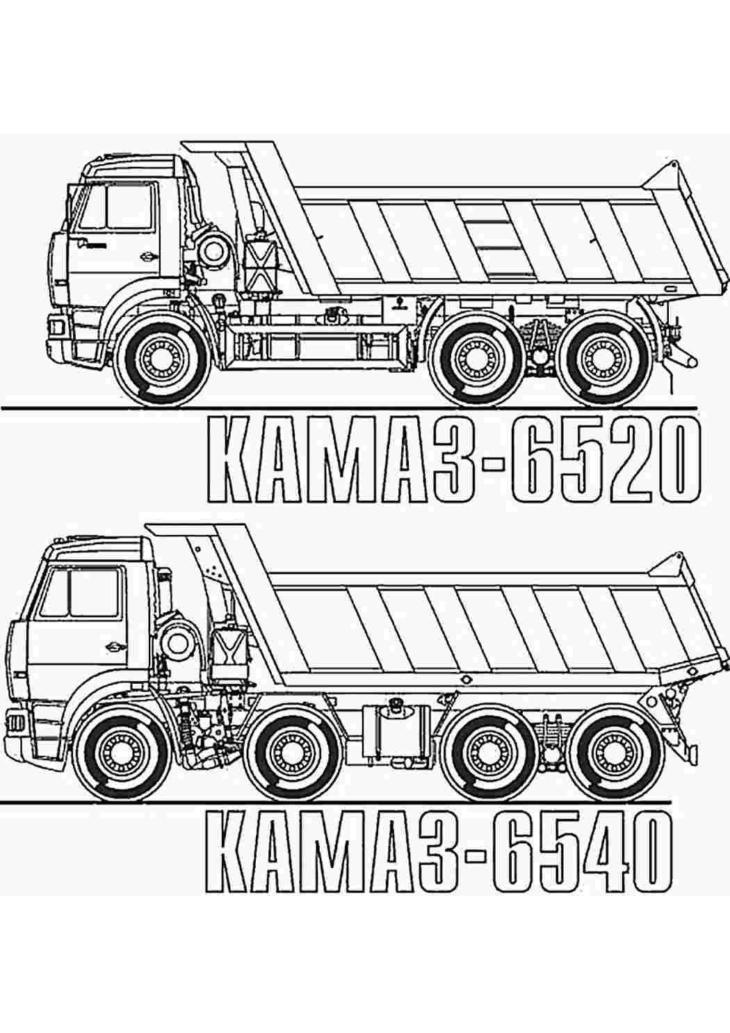 Раскраска Розфарбунки для хлопчиків розмальовка Камаз. Розмальовка для друку.