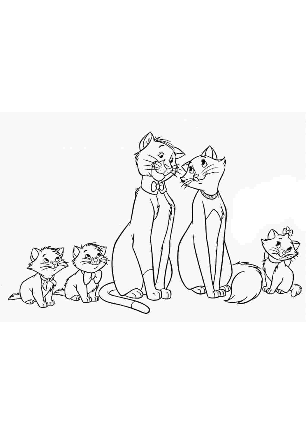 Раскраска Мультики коти аристократи. Розмальовки.