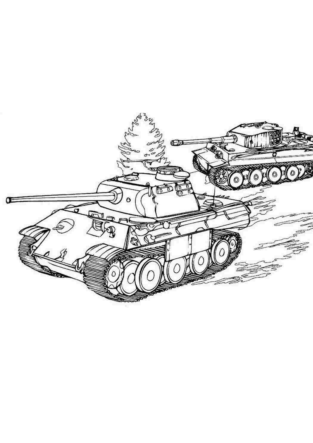 Раскраска Розфарбунки для хлопчиків розфарбунки танки. Безкоштовні розфарбунки.