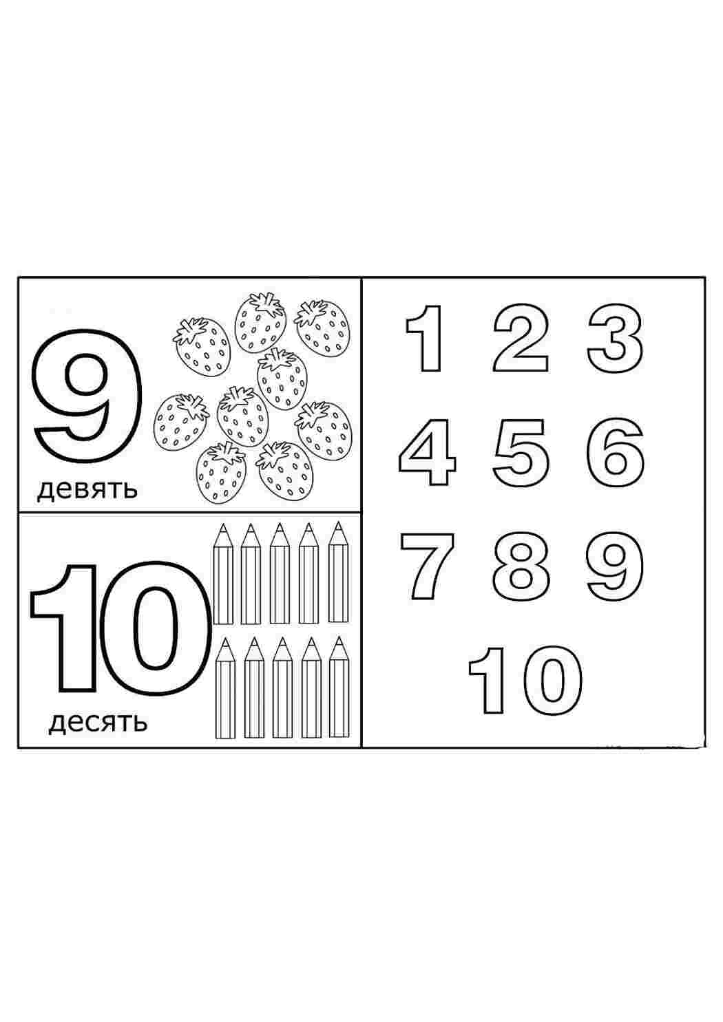 Раскраска Цифри 9 та 10. Онлайн розмальовки.
