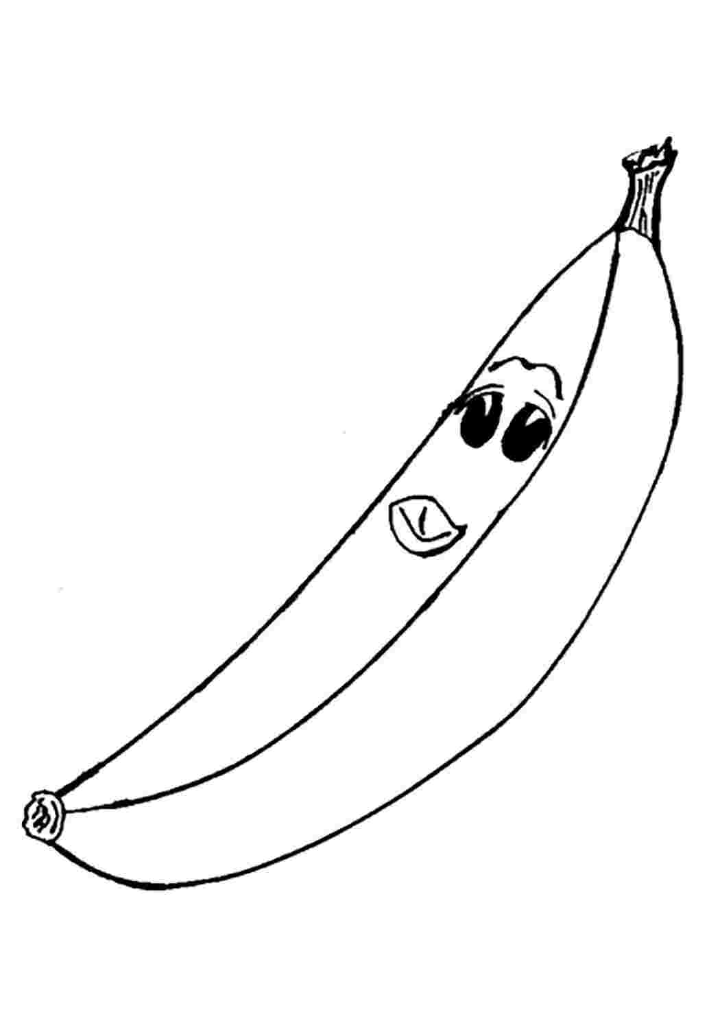 Раскраска Розфарбування банан. Розвиваючі розфарбування.