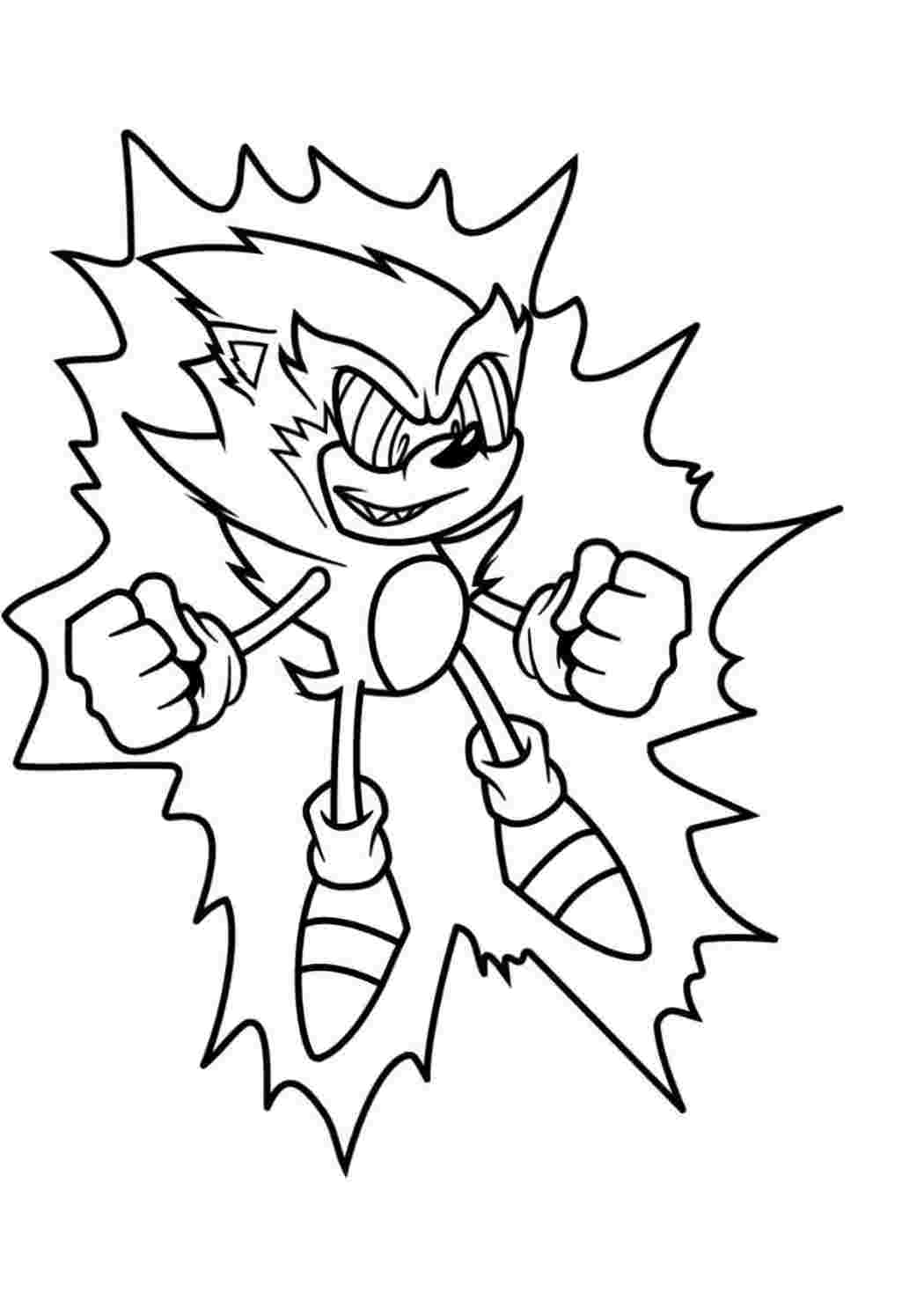 Раскраска Розмальовка FNF Sonic Супер Соник. Навчальні розмальовки.