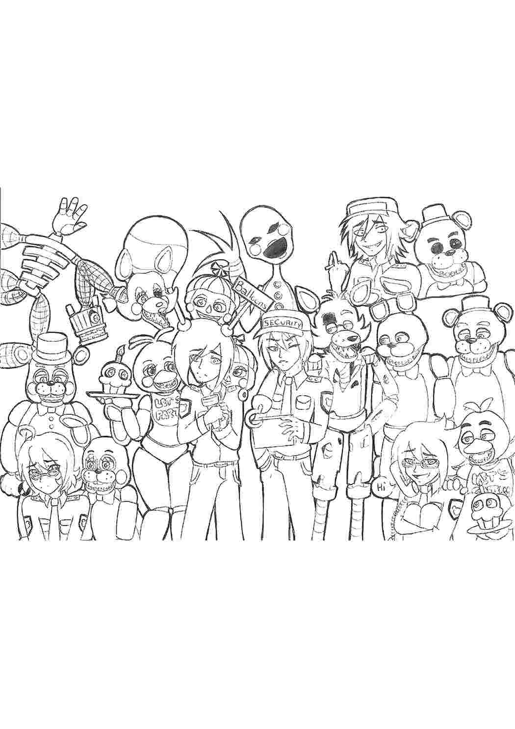 Раскраска Розфарбунки для хлопчиків розмальовка FNAF 7. Гарні розфарбунки.