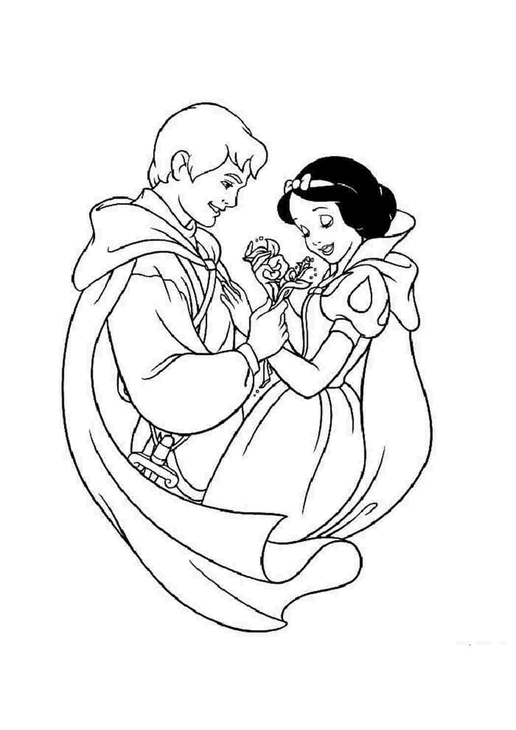Раскраска Розфарбунки для дівчаток, розфарбування Білосніжка та 7 гномів. Розфарбунки без СМС.