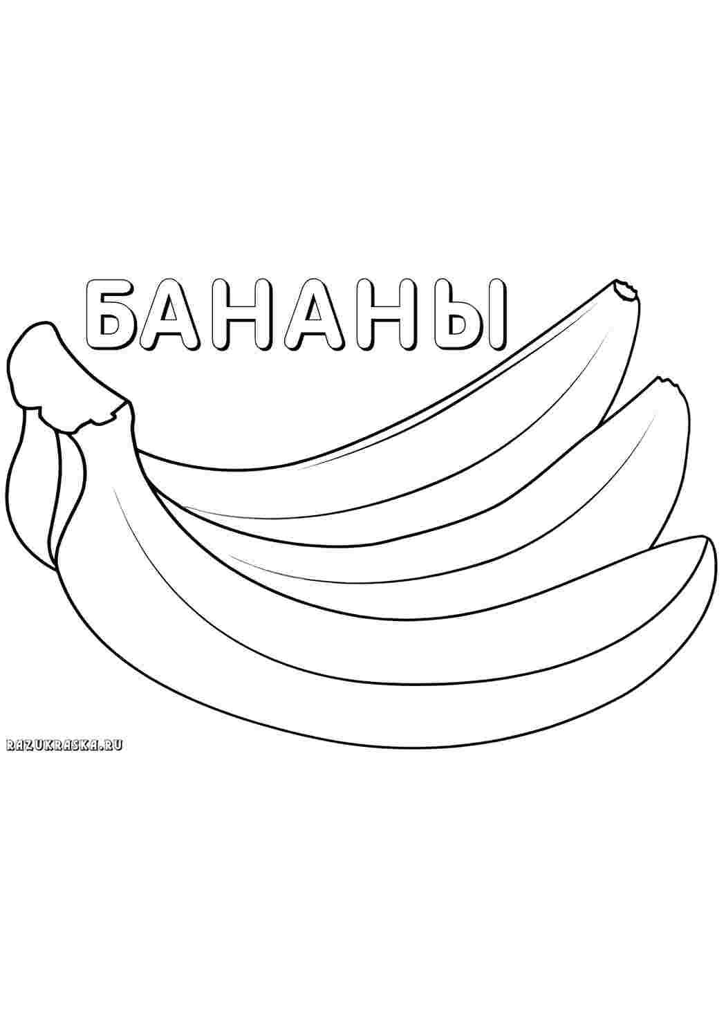 Раскраска Банан їжа. Навчальні розмальовки.