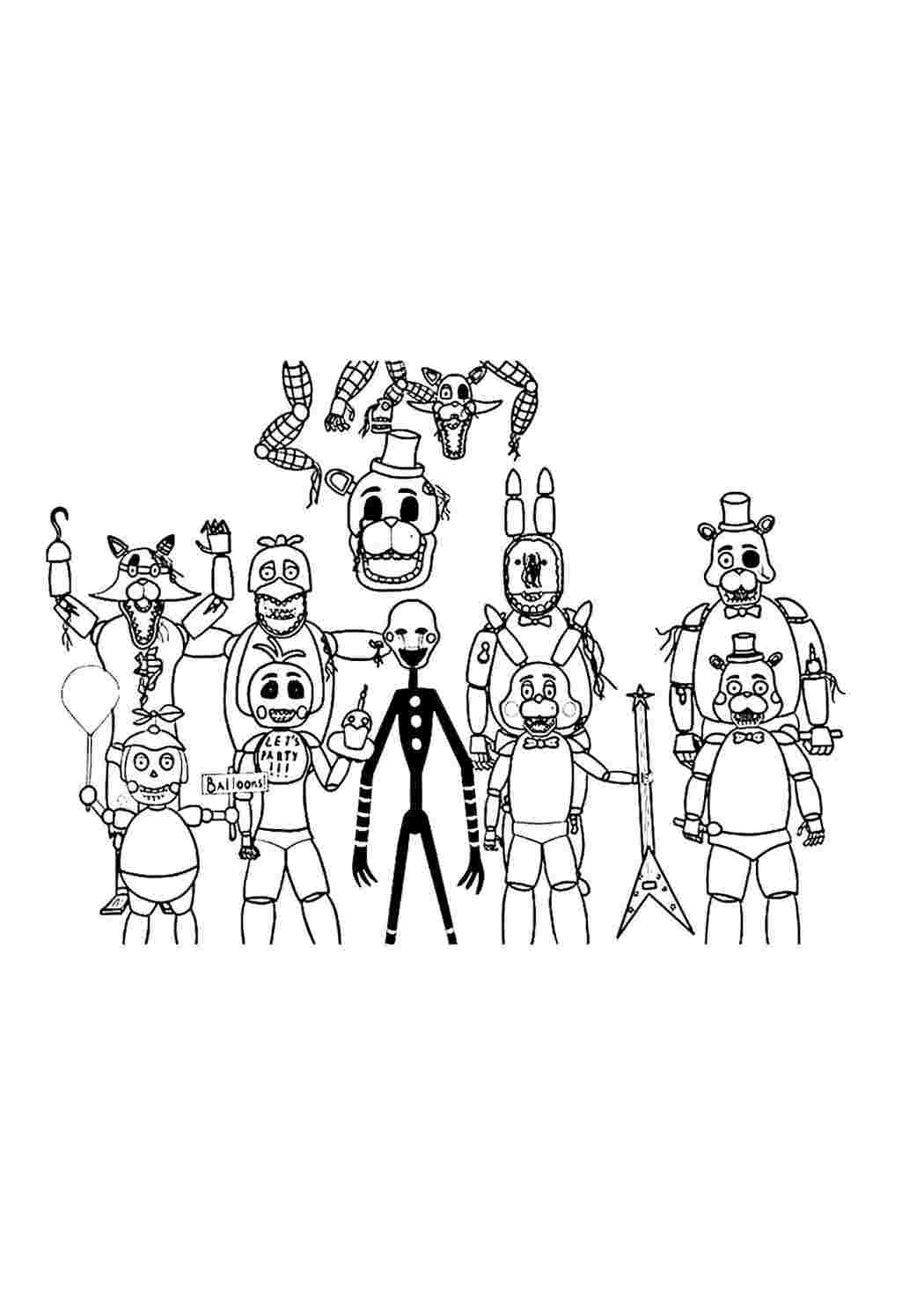 Раскраска Розфарбування для хлопчиків розмальовка FNAF 7. Розмальовка без реєстрації.