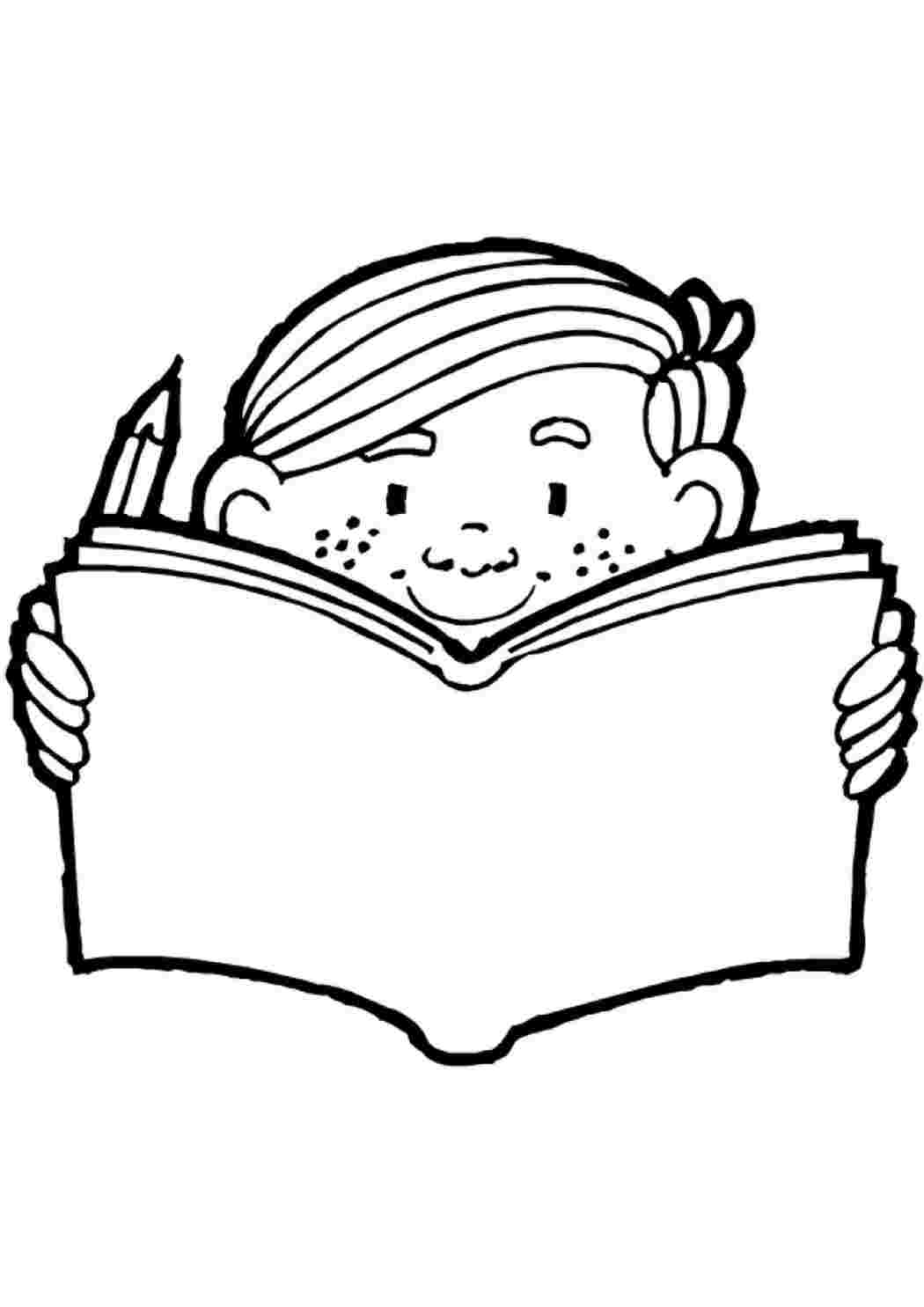 Раскраска Хлопчик з книгою. Сайт з розмальовками.