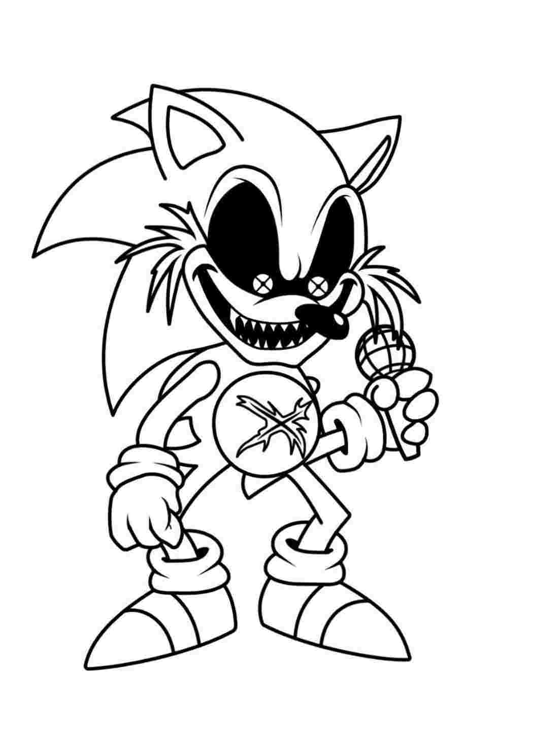 Раскраска Розфарбування FNF Sonic Соник EXE FNF. Онлайн розфарбування.