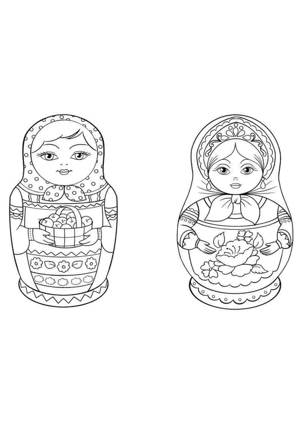 Раскраска Розфарбування матрьошка для дітей. Сайт з розфарбуваннями.