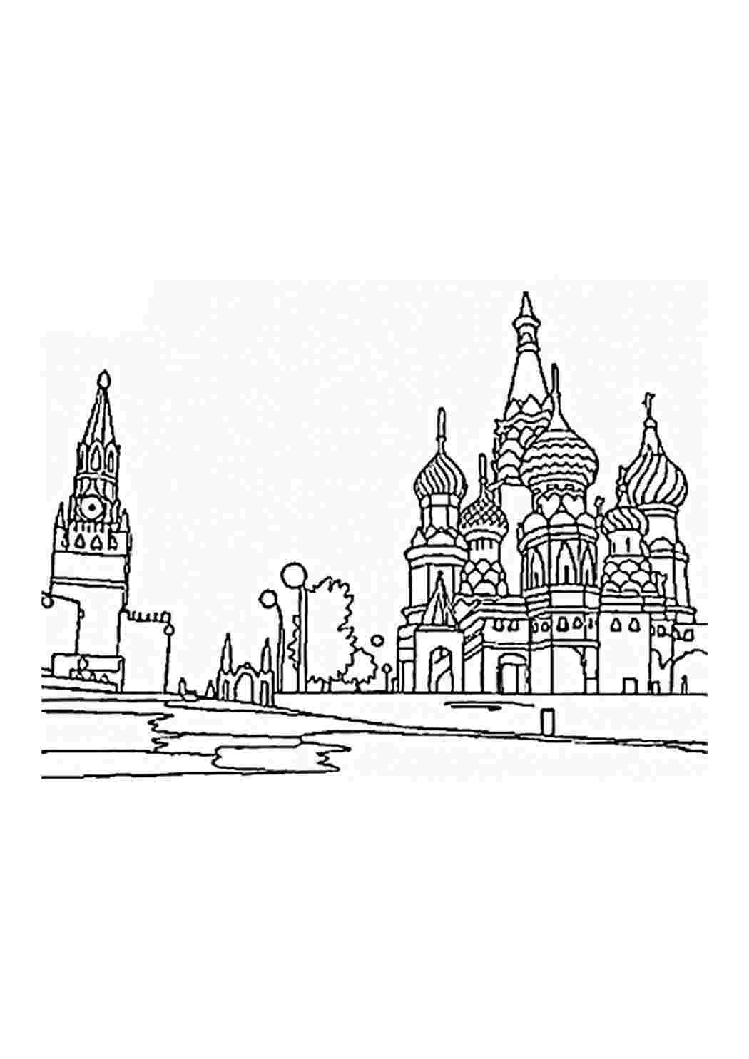Раскраска Москва Кремль. Розмальовка без реєстрації.