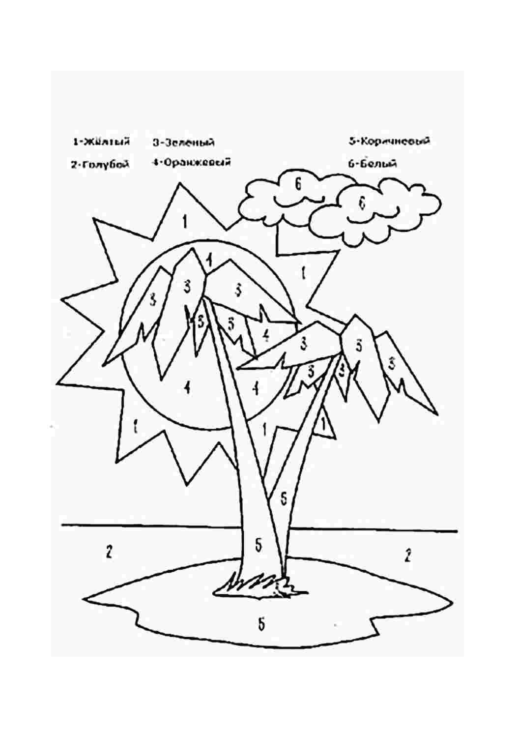 Раскраска Розфарбування пальма. Розмальовка.