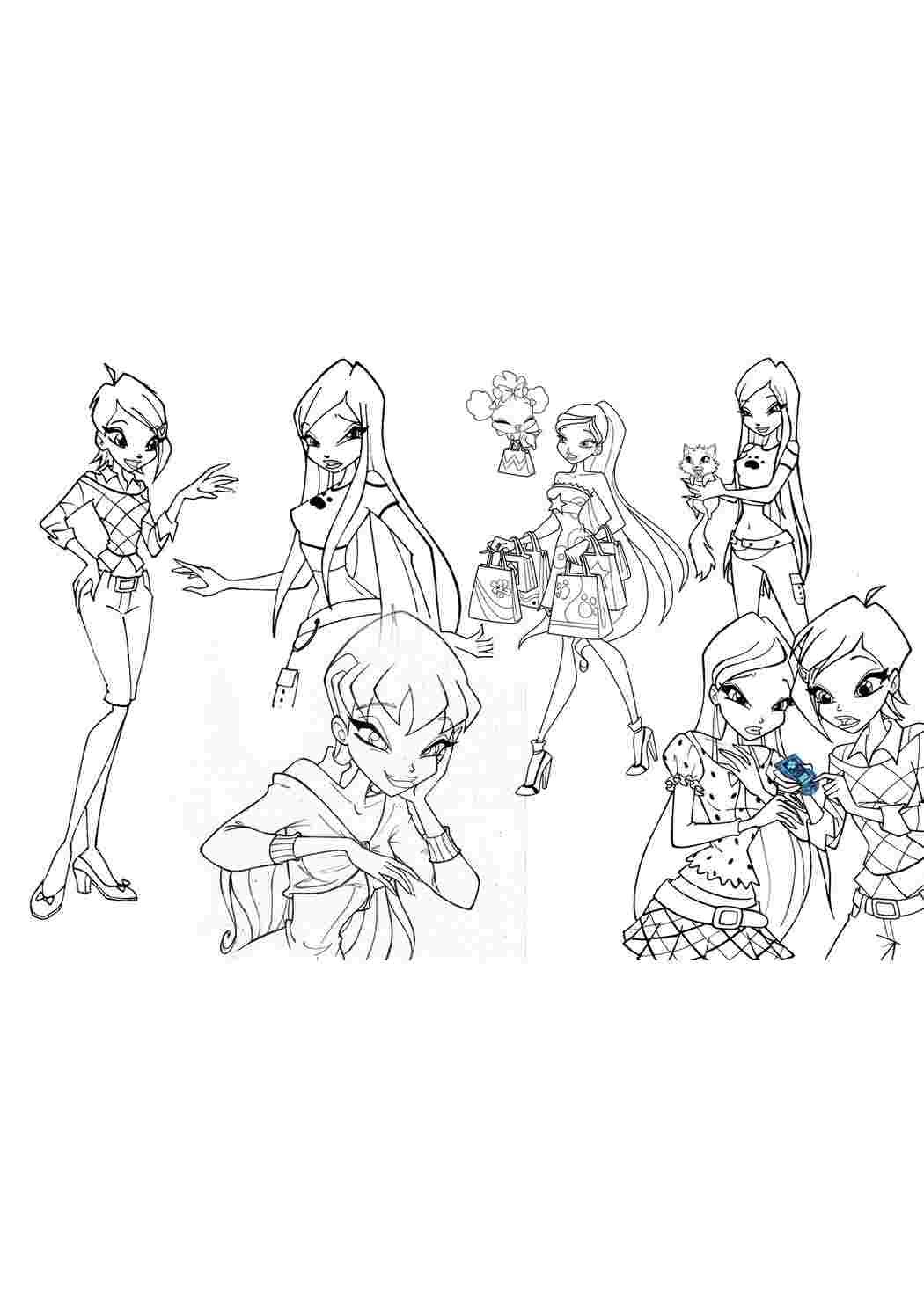 Раскраска Розфарбування Розфарбування Winx Club роздрукувати. Гарні розфарбування.