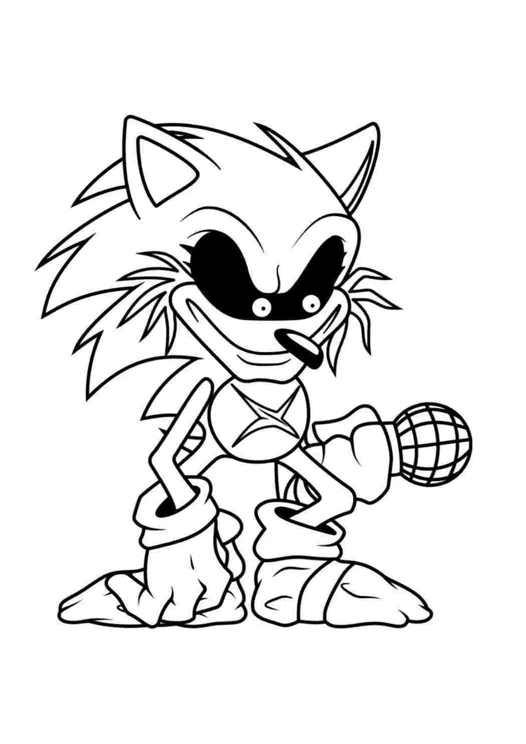 Раскраска Розфарбування FNF Sonic Сонік Лорд Х. Роздрукувати розфарбування.
