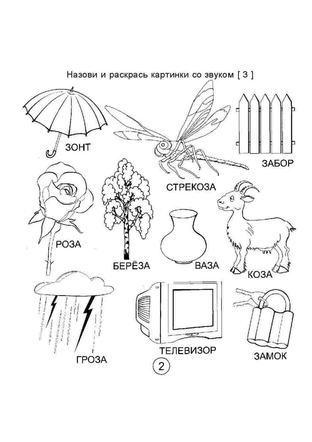 Раскраска Розфарбуй картинки зі звуком З. Багато розмальовок.