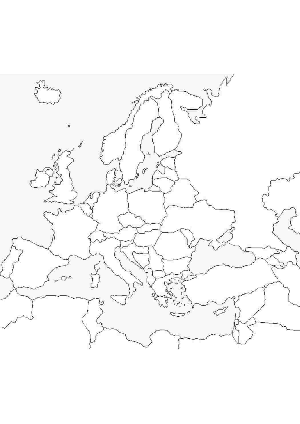 Раскраска Розфарбування карта Європи. Гарні розмальовки.