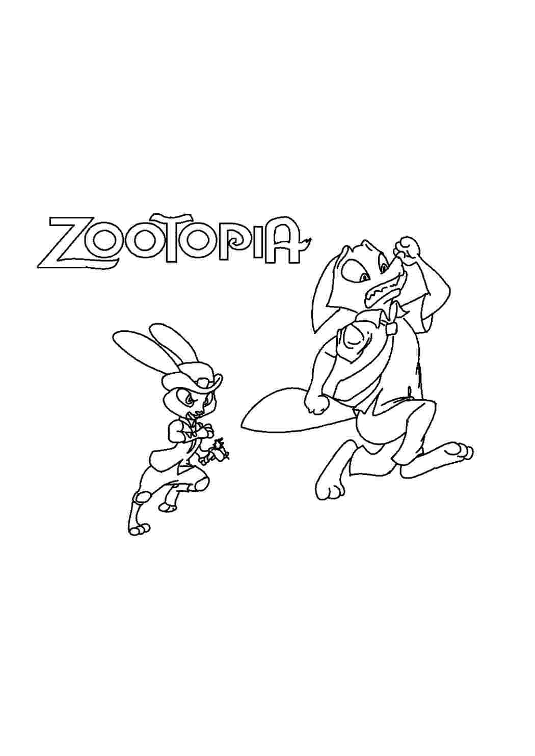 Раскраска Розмальовка Розфарбувати Zootopia. Розмальовки у форматі А4.