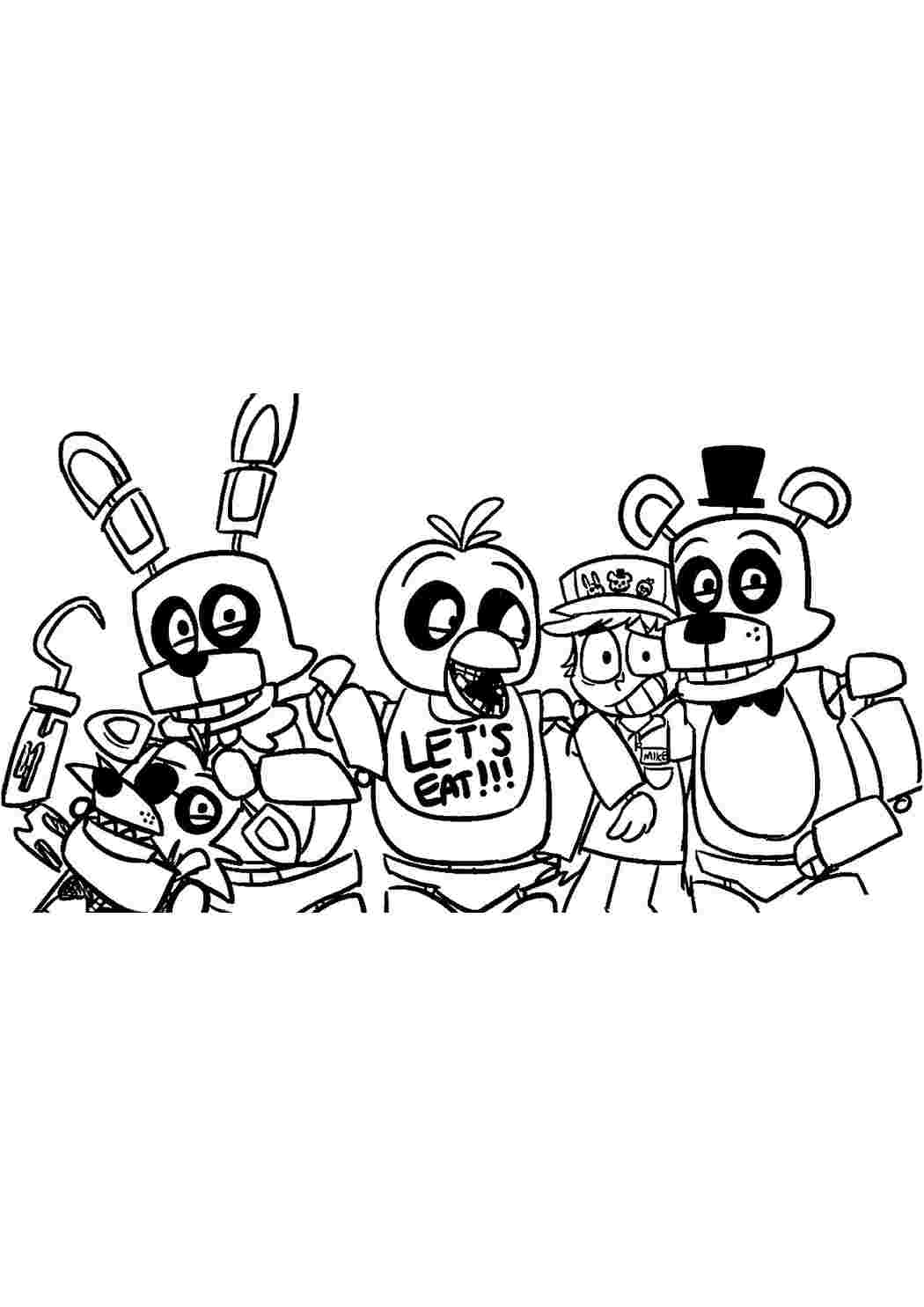 Раскраска Розфарбування для хлопчиків розмальовка FNAF 2. Онлайн розмальовки.